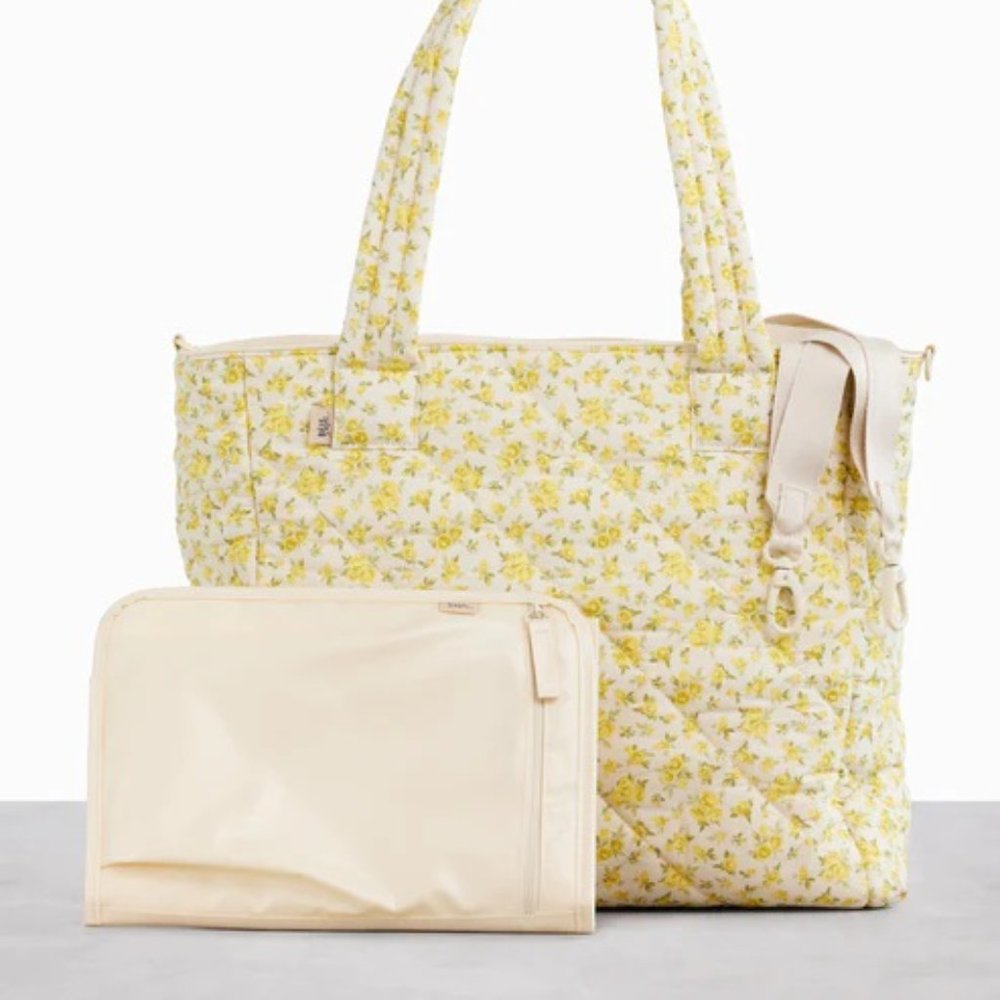 NWT BEIS x Elsa Hosk Garden Party Yellow Floral Tote Diaper Bag